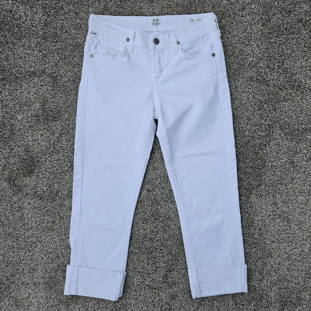 CITIZENS OF HUMANITY DANI CROPPED STRAIGHT LEG Cuffed White Jeans Capris Size 24
